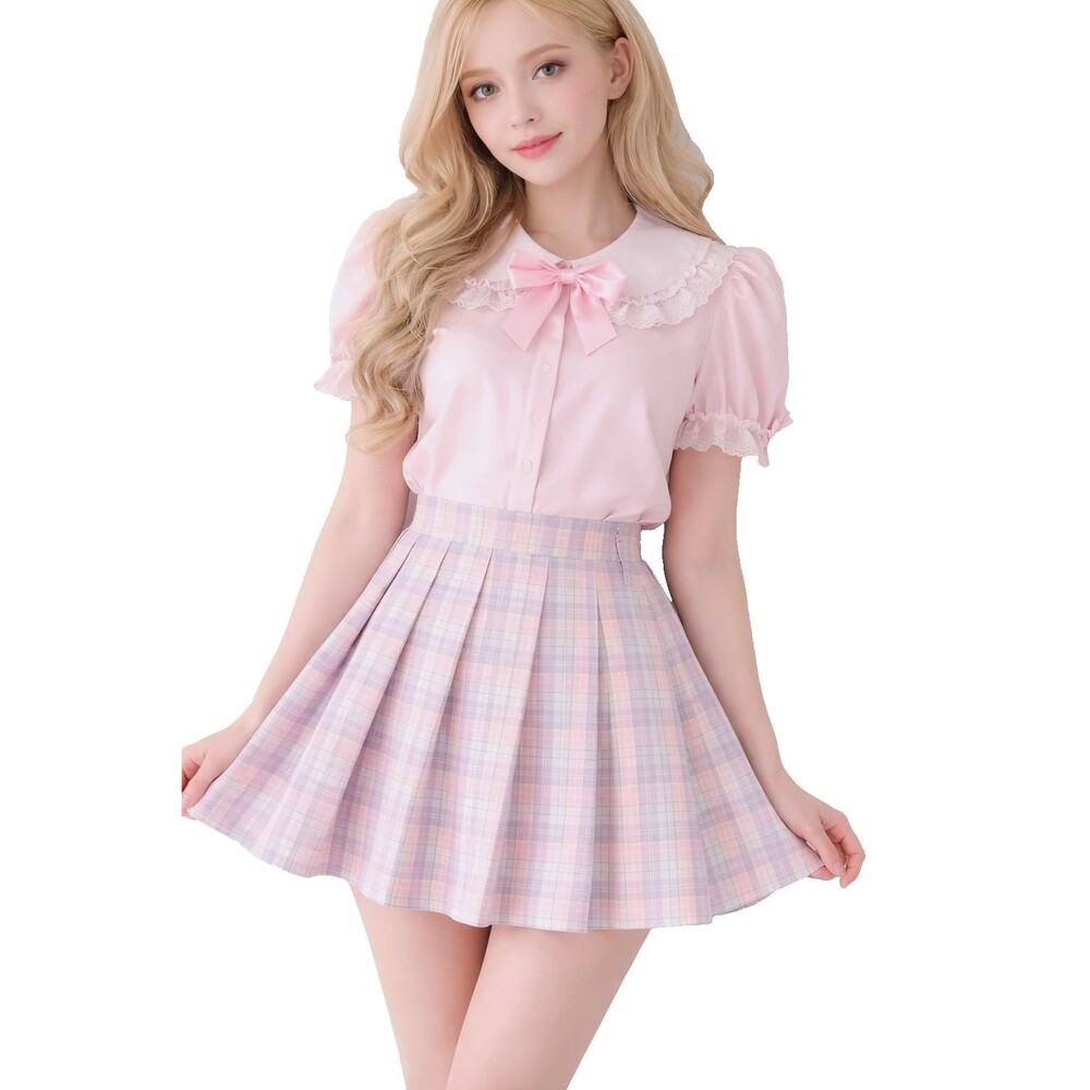 Coquette Pastel Pleated School Girl Short Skirt Size XL Sweet Society Side Zip